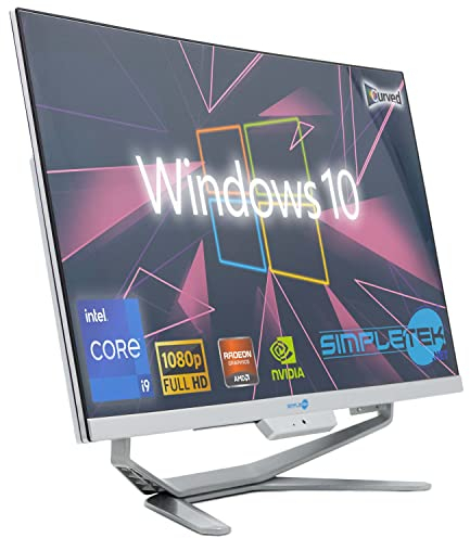 SIMPLETEK - All in One i9 10th Gen AiO 24 Windows 10 Pro 32GB RAM SSD 2TB with GPU GTX1650 4GB WiFi6 + BT 5.2 + Webcam | Ideal for Editing/Gaming