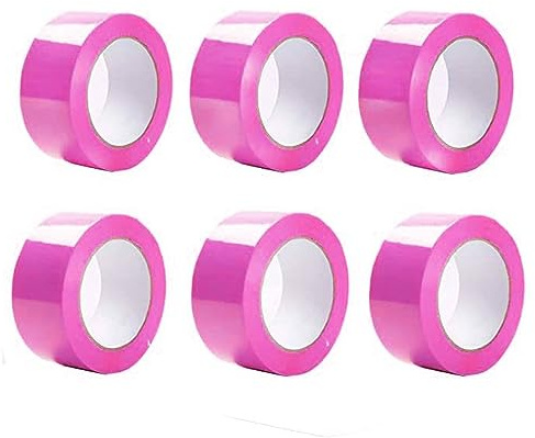 isupli 6 x Pink Parcel Packaging Tape 48mm x 66m Heavy Duty Strong Adhesive Cello tape for Packing Cardboard Box House Moving Shipping