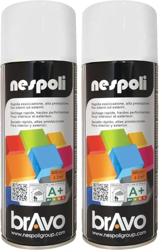 NESPOLI Aérosol peinture professionnelle blanc neige brillant 400 ml (Lot de 2)