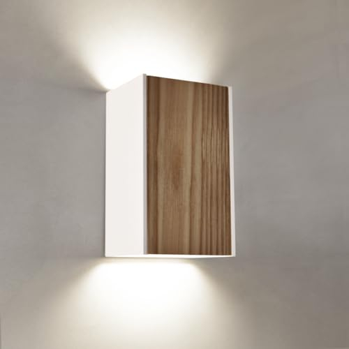 ouglres Wandlampe Holz,Led Wandlampe Schlafzimmer,Nordic Design Weiß Wandlampen,Vintage Innen Wandleuchtern für Treppenhaus,Flur,Badezimmer,Wohnzimmer,Treppenhaus,Hotel,8w Bettlampe,1PCS