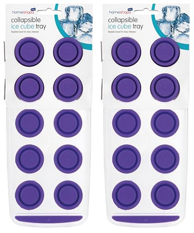HOMESHOPA Ice Cube Tray 2 Pack, 10 Circle Cubes, Easy-Release Pop Out Flexible Silicone Reusable Ice Mold, BPA Free & Save Freezer Space, Removable Ice Cubes for Whisky Cocktails Beer Drinks, Purple