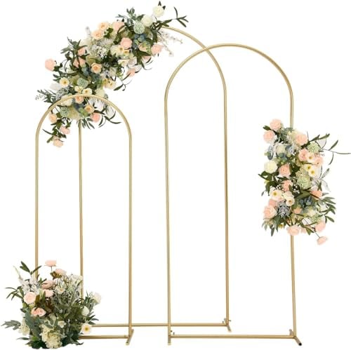 VINCIGANT 1.5M,1.8M and 2M Gold Wedding Arbor Backdrop Stand Metal Wedding Arch Backdrop Stand for Birthday Party Ceremony Anniversary Celebration Graduation Decoration Door Arch Frame