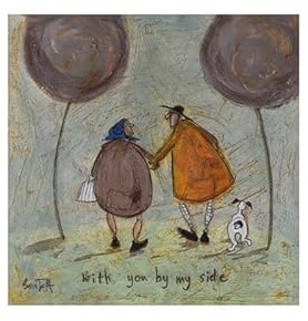 Sam Toft - Wandbild-Druck: Hund, Herren, Digitaldruck, Offizielles Lizenzprodukt, Montiert, 30 cm x 30 cm, Blau/Orange/Wei