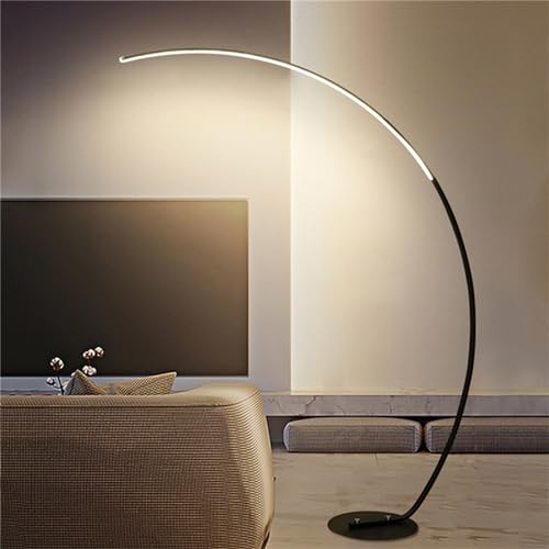 Dimmbare Bogen-Stehleuchte Mit Fußschalter,65'' Schwarze Moderne LED-Lesestehlampen Hohe Lampe Mit 3 Farbtemperaturen,Gewölbte Stehlampe Für Wohnzimmer, Schlafzimmer, Büro, Zuhause