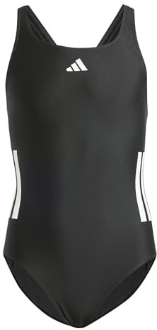 adidas Bambina 3-STRIPES C-BACK SWIMSUIT KIDS, Black / White, 9-10 Years