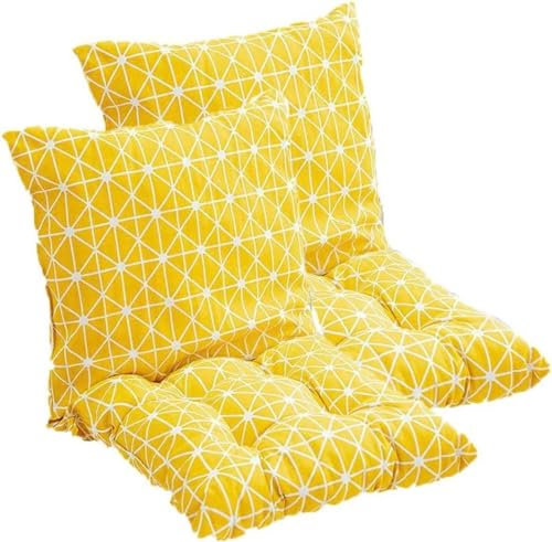 MLordoarf 2 Stück Stuhlkissen mit Rückenteil Sitz, Rückenkissen mit Bänder, Niedriglehner Auflage Polsterauflage Gartenstuhl (40X80cm)
