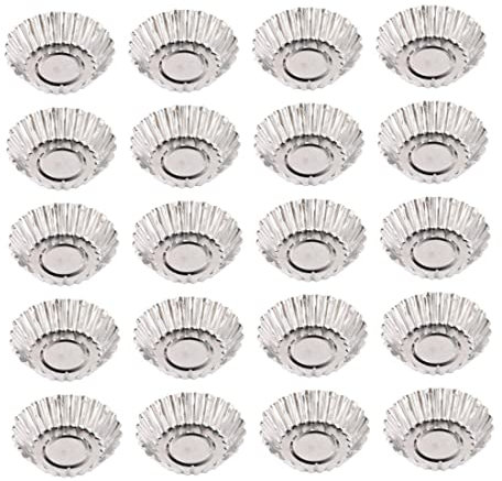 Egg Tart Molds Aluminum Baking Cupcake Liners Flat Bottom Pudding Mini Pans 20PCS Cup Tart Tin