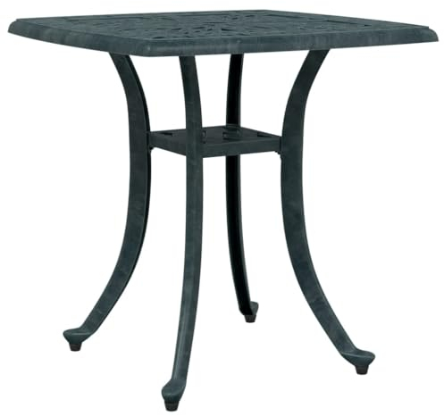 vidaXL Gartentisch, Terrassentisch mit Schirmloch, Beistelltisch für Indoor Outdoor, Gartenmöbel Tisch Couchtisch, Grün 53x53x53cm Aluminiumguss