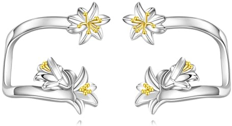 POPLYKE Lily Earrings For Women Sterling Silver Lily Clip On Earrings Lily Flower Jewelry Gift for Girls (Lily)