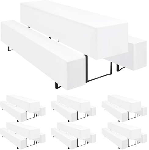 Teruntrue 6er-Sets Biertischhussen Bierbank-Auflage,Weiß Biertisch und Bankgarnitur Husse für 50x220cm Tischbreite für Festzeltgarnituren Bierbank Hussen(Weiß, 6 Packungen)