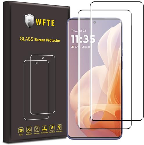 WFTE [2-Pack Protector de Pantalla para Motorola Moto G85/Moto Edge 50 Fusion,3D Cobertura máxima,9H Dureza,Huellas Dactilares Libre,Cristal Templado Protector de Pantalla Motorola G85(Black)