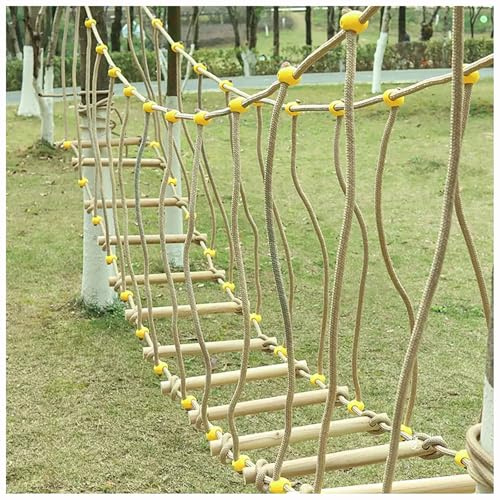 Seilbrücke, Für Klettergerüst, Garten und Bäume,Kletterleiter aus Holz Strickleiter Seilbrücke,Outdoor Indooor Natur(Size:9.84ft(3m))