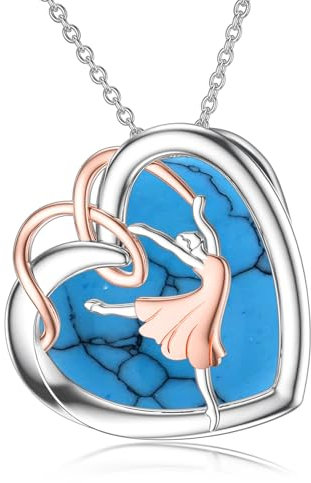 ROMANTICWORK Collier Danseuse en Argent Sterling 925 Pendentif Coeur Ballerine Danseuse Bijoux Cadeau Danse pour Femme