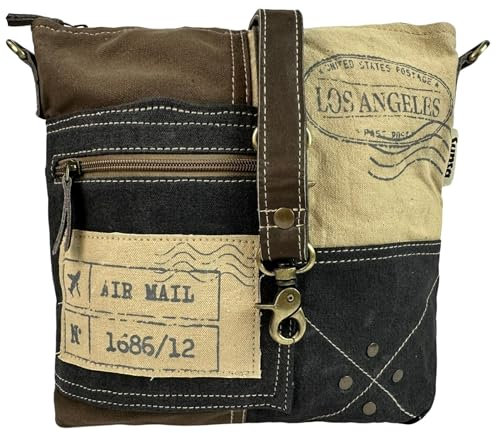 Sunsa Umhängetasche. Damen Canvas Tasche. Mittelgroße Crossbody bag. Vintage/Retro Schultertasche. Handtasche als Geschenk Ideen für Frauen/Mädchen.