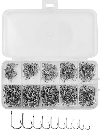 SULIUDAJI 300 Pcs Hamecon Peche Hamecon De Pêche Crochets De Pêche D'Hameçons Hameçons En Acier Carbone Hameçons Barbelés En Pour Pêche Eau Douce Et Mer Avec Boîte De Rangemant
