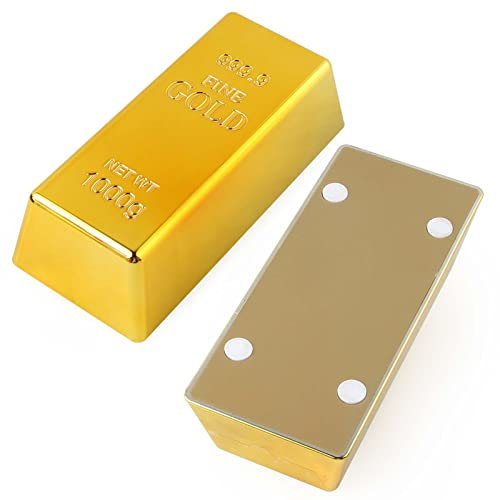 Paodduk Gold Brick Toy, Glittering Gold Bar for Kids, Brick Bullion Movie Prop Novelty Joke for Home Decoration