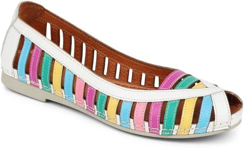 Leather Open-Toe Pumps - White Multi Size 6