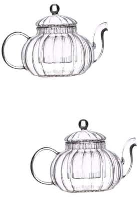 SHOWERORO 2 STK Kürbisförmige Blumenteekanne aus Glas klarer Topf Teetassen Teeaufsatz Teekessel blüht Tee glasteekannen erblühtee Set Wasserkocher aus Glas Teezubehör Transparent