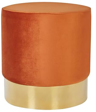 Beliani Runder Polster Pouf aus Samt orange Ottomane Sitzpouf Modern Barock Sophia