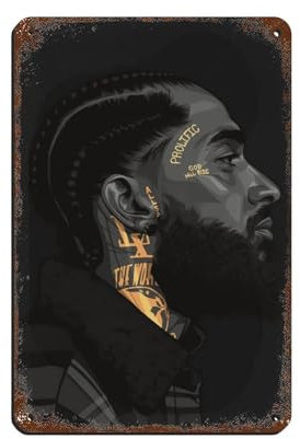 Hip-Hop-Rapper Nipsey Hussle-Poster, Blechschild, Vintage, Metall, Pub, Club, Café, Bar, Zuhause, Wandkunst, Dekoration, Poster, Retro, 20 x 30 cm