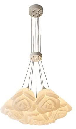 Lustre Moderne en Forme de Rose, Lustre Romantique avec Hauteur réglable G9 Lustre de Ferme avec Abat-Jour en PE Lustres Blancs pour Salle à Manger Chambre à Coucher