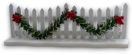 Steccato Recinzione in Legno con Luci Accessori presepe 16 cm x h. 5,5 cm mini Recinto Marrone Bianco Staccionata christmas village Paesaggio Natale Ambientazione Natalizia