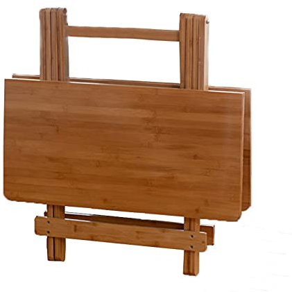 Table de salle à manger pliante en bambou - Table d'appoint rectangulaire portable pour jardin, terrasse, petite table basse en bois - 100 x 60 x 75 cm