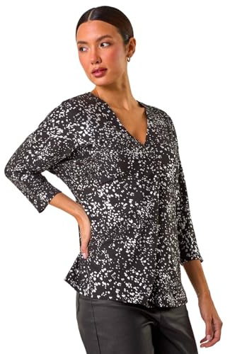 Roman Pleat Front Top for Women UK Ladies Pleated Shirt Notch V Neck Blouse Summer Tunic Spring Pull-On Comfy Soft Evening Holiday Vacation Work Party Everyday