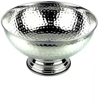 Nobel Stainless Steel Ice Bucket to Keep Cold Champagne Wine and Beer Ideal for Punch - 34 cm Diameter (Hammered Stainless Steel)