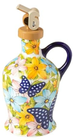 Ceramic Olive Oil Dispenser Bottle, 21oz Olive Oil Bottle, Olive Oil Cruet, Ceramic Oil Dispensers for Kitchen Protects Oil To Reduce Oxidation, Cooking Oil Dispenser for Storage Oil, Vinegar, Syrups