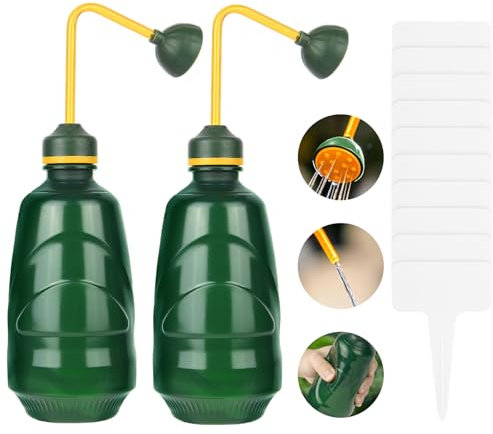 AOOSU Arrosoir Plante Interieur, 2Pcs Petit Arrosoir pour Bonsaïs, 450ml Pulvérisateur a Main pour Semis, Bonsaïs, Plantes Délicates et Fleurs (Vert)