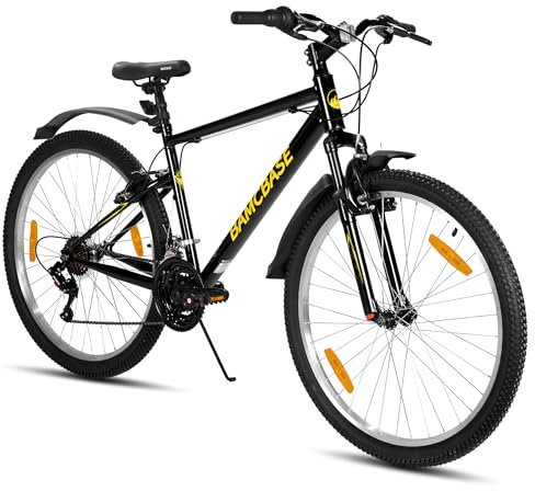 Hiland 26 Zoll Mountainbike, 18 Gang MTB für Männer Frauen, Erwachsenen Mountainbike mit V-Bremsen, Schwarz