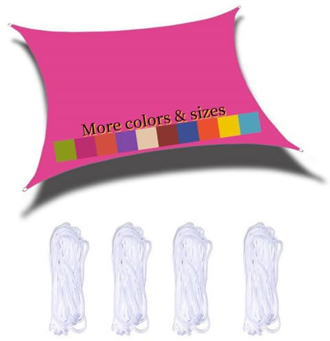 Voile D'ombrage Rectangulaire 2x3m Imperméable PES Toile Ombrage 98% UV Protection pour Jardin Terrasse Balcon Piscine Fête Extérieur, Rose Rouge