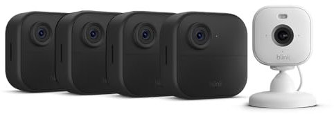 New Blink camera (Outdoor 4) + Blink Mini 2 White | Newest model | Wireless HD smart security camera, two-year battery life, enhanced motion detection, works with Alexa | 4-Camera System