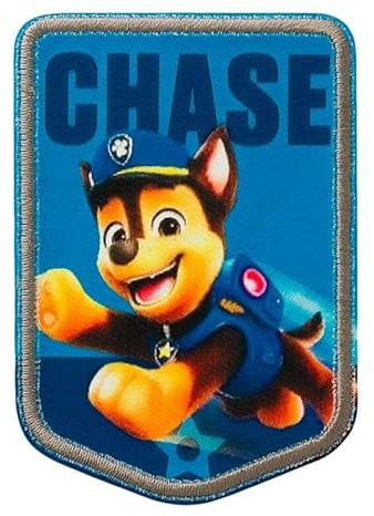 Mono-Quick Paw Patrol Chase Aufnäher zum Aufbügeln 7,8 x 5,5 cm Bügelbild für Kinder mit Superhunde Hund Welpen Fan, Bügelpatch Patches Bügelflicken Geschenk