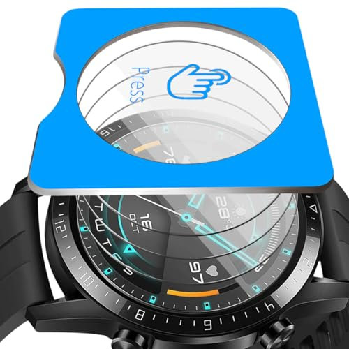 Euukzzea Protection Écran pour Huawei Watch GT 2 46mm Verre Trempé, 4 Pièces Dureté 9H Anti-Rayures Film Protecteur d'écran avec Cadre de Montage, Sans bulles Protection Montre Protecteur