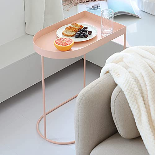 OUBBDVRT Tavolo da comodino in ferro battuto nordico con scaffale di stoccaggio aperto comodini da soggiorno e mobili da letto tavolino colore rosa 30 * 45 * 55 cm