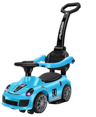 UUE Rutschauto ab 1 Jahr, Rutschauto mit Schiebstange, Baby Auto Mit Musik und Licht, Rutscherfahrzeug mit Zwei Modi, Baby Car für den Innen- und Außenbereich, Mit Abnehmbarer Schubstange, Fußpedal