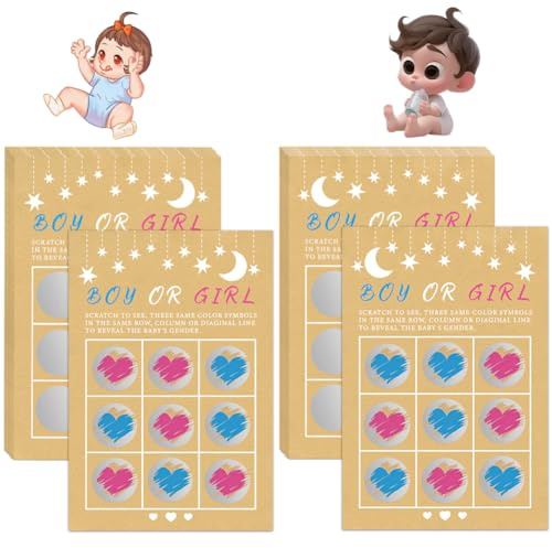 SZJFYMQ Pack 10 Cartes Gender Reveal à gratter pour Une Annonce Originale du Sexe de bébé – Gender Reveal Party – Moment de surprise – Fille ou garçon - (Cartes Fille+garçon)