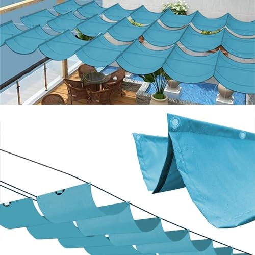 Einziehbares Wellen-Sonnensegel, wasserdicht, UV-Schutz, verstellbar, 3 x 15 m, blau, Outdoor-Markise, einfaches Aufroll-Design für Garten, Terrasse und Deck