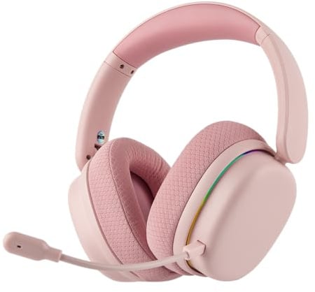 EPOMAKER X Aula G7 Pro Cuffie Wireless da Gaming, Doppio Modo BT e 2.4GHz | Audio Surround 7.1, Batteria 80+ Ore, Luce RGB, Microfono con Cancellazione del Rumore per PS5/PS4/Switch/PC (Rosa)