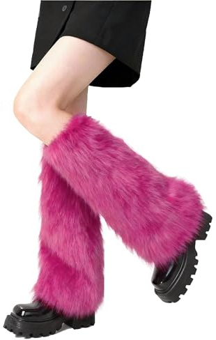 Lina & Lily Women's Winter Faux Fur Leg Warmers Boot Cuffs Covers 40cm Long