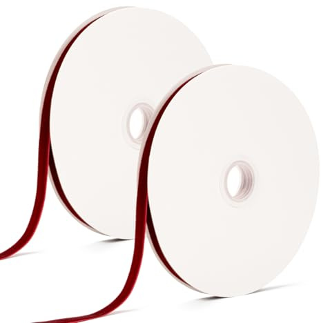 Samtband Rot 10mm x 36m Schleifenband Weihnachten | Rotes Satinband für Geschenkverpackung, Weihnachtsdeko, Dekoband & Basteln (Red)