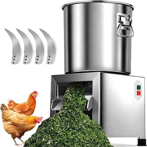 AiODiO Procesador de alimento para Aves, Picador eléctrico de Verduras, Corte rápido de 3500 RPM, Rendimiento de 50 a 200 kg/h, con 4 Cuchillas, para una alimentación Animal eficiente. 220V-1000W