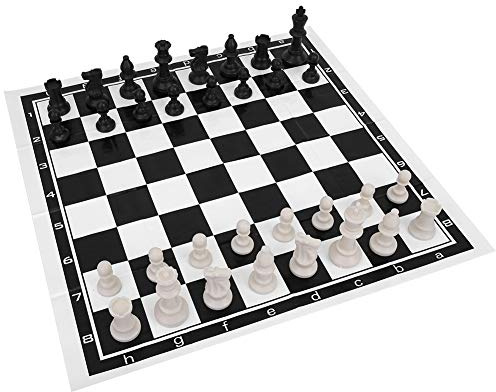 Dilwe Schachspiel, 15,7-Zoll-Schachspiel aus Kunststoff mit Faltbarem Brett, Tragbares Brettspiel für Erwachsene, Drinnen und Draußen, Reisen