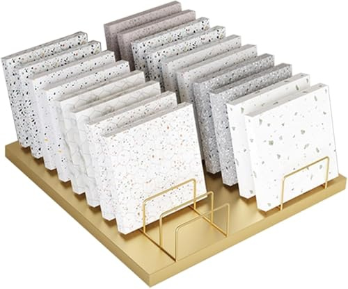 CHZDPP Présentoir carrelage Rack d'affichage d'échantillon de carrelage de Bureau, Supports de carrelage Commercial pour l'affichage, pour Les Salons Professionnels(Gold,M)