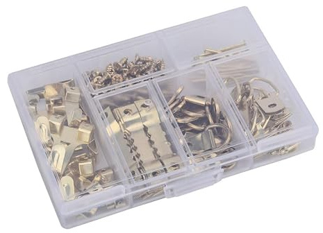 Kit Suspendre pour Cadre Photo en Métal Doré 180 Pièces | Crochets pour Tableaux et Projets Bois, Pose Simple, Usage Bricolage et Décoration Intérieure