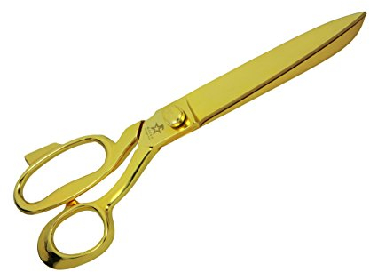 Gifaz Goldene Scheren für Einweihungen und Zeremonien - Scherenschnitt, Gehärtete Stahlscheren mit vernickelter und vollständig vergoldeter Oberfläche 300 mm Made in Italy (30 cm)