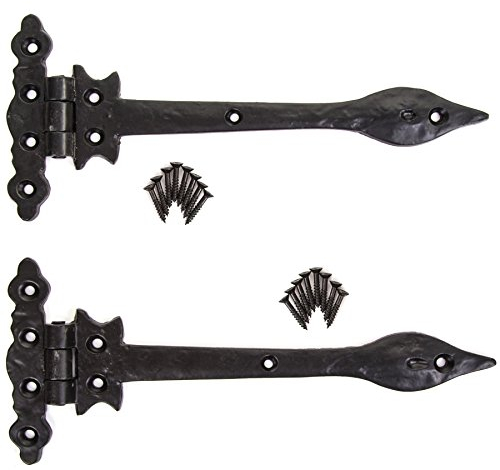 Türscharniere im antiken Stil, Gusseisen, 290 mm, Schwarz, 2 Stück