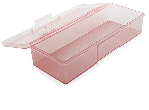 Rolabling Transparent Empty Plastic Nail Storage Box Nail Art Equipment Manicure Tool Storage Case (Pink)